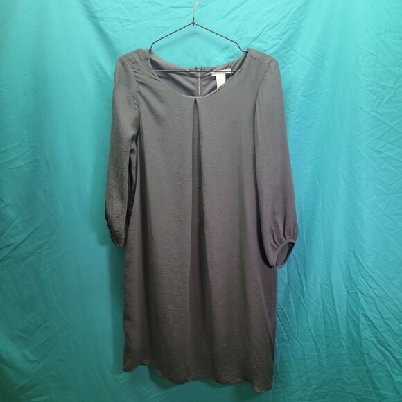H&M Womens Gray Shift Dress Size 8 3/4 Sleeves Back Zipper Knee-Length - Picture 1 of 10